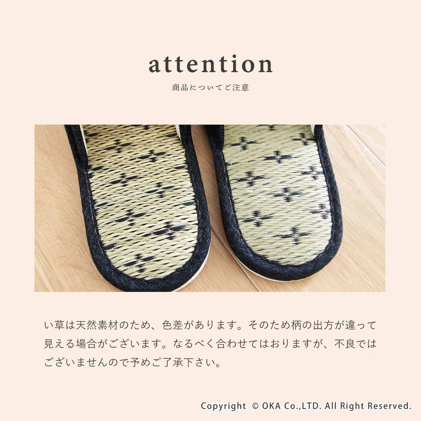 OKA 4548622995152 Tatami Slippers, Made in Japan, Size M, Red (Foot Size Up to US Women 8 (24 cm)), Igusa (Rush Grass)