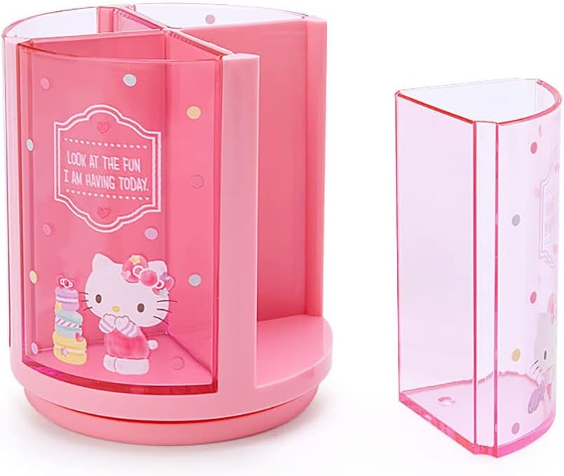 Sanrio 213110 Sanrio Pen Stand, Pink, Plastic, Hello Kitty, Kitty 360 Degree Rotation, Pen Stand, Pen Holder, Cosmetics, Makeup Brush, Tulle, Pet Character
