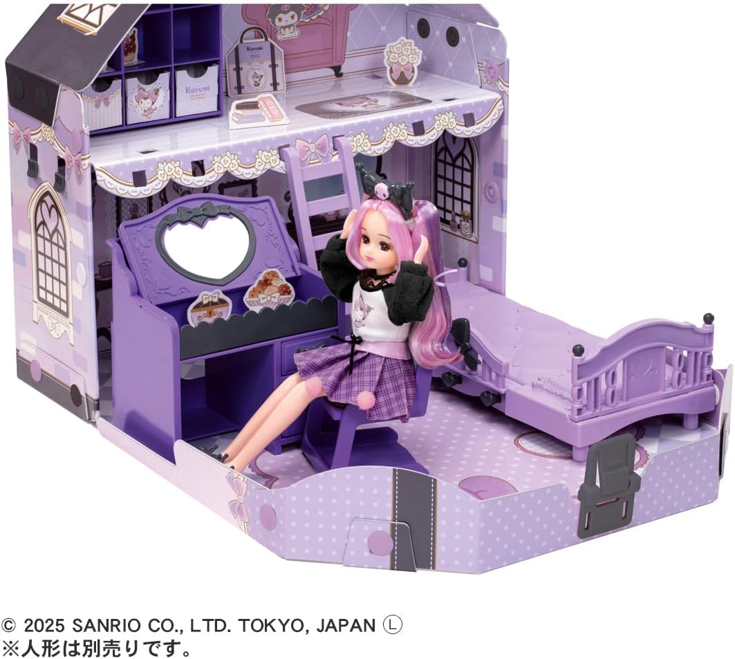 Takara Tomy Licca-chan Cool Kuromi Licca-chan Room Dress-up Pretend Play Toy for Ages 3 and Up