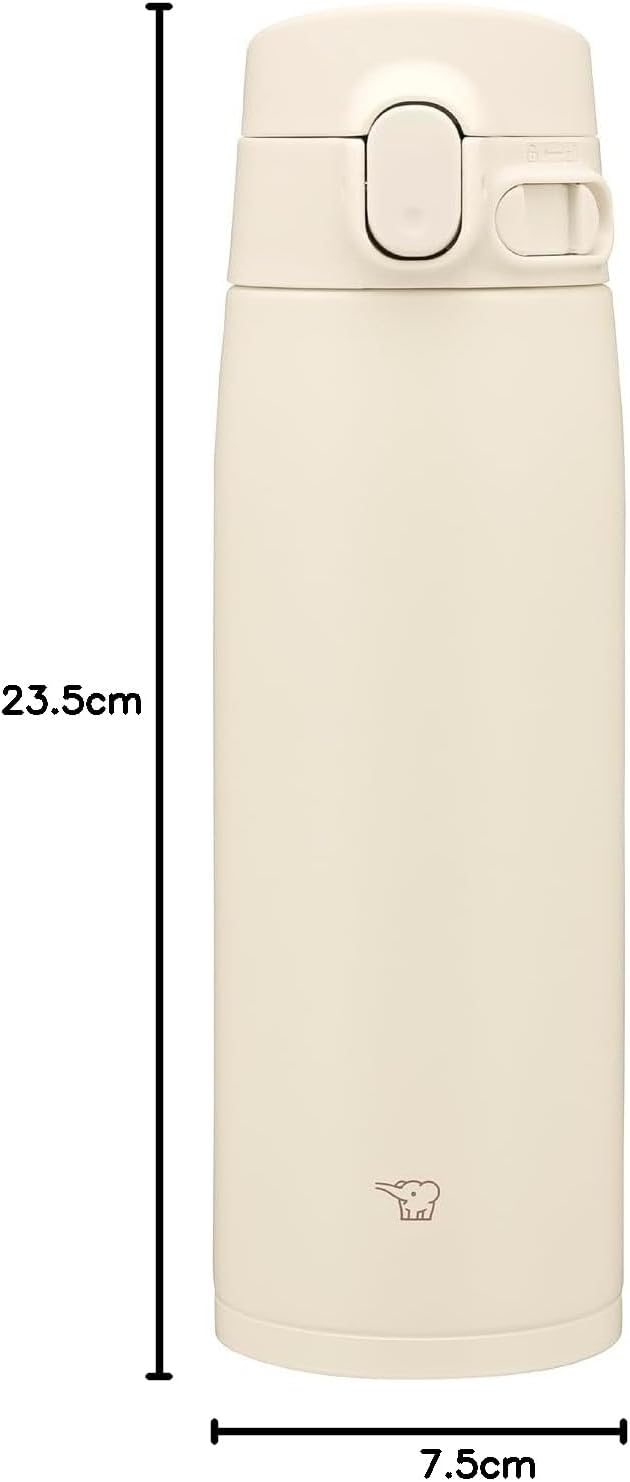 Zojirushi SM-VB60-CM Water Bottle, Large Capacity, 20.3 fl oz (600 ml), Choice of Sizes, Easy to Clean, Seamless Stopper, Number of Washes, 3 Pieces, Sports Drinks, Heat Insulation, One Touch, Sand Beige