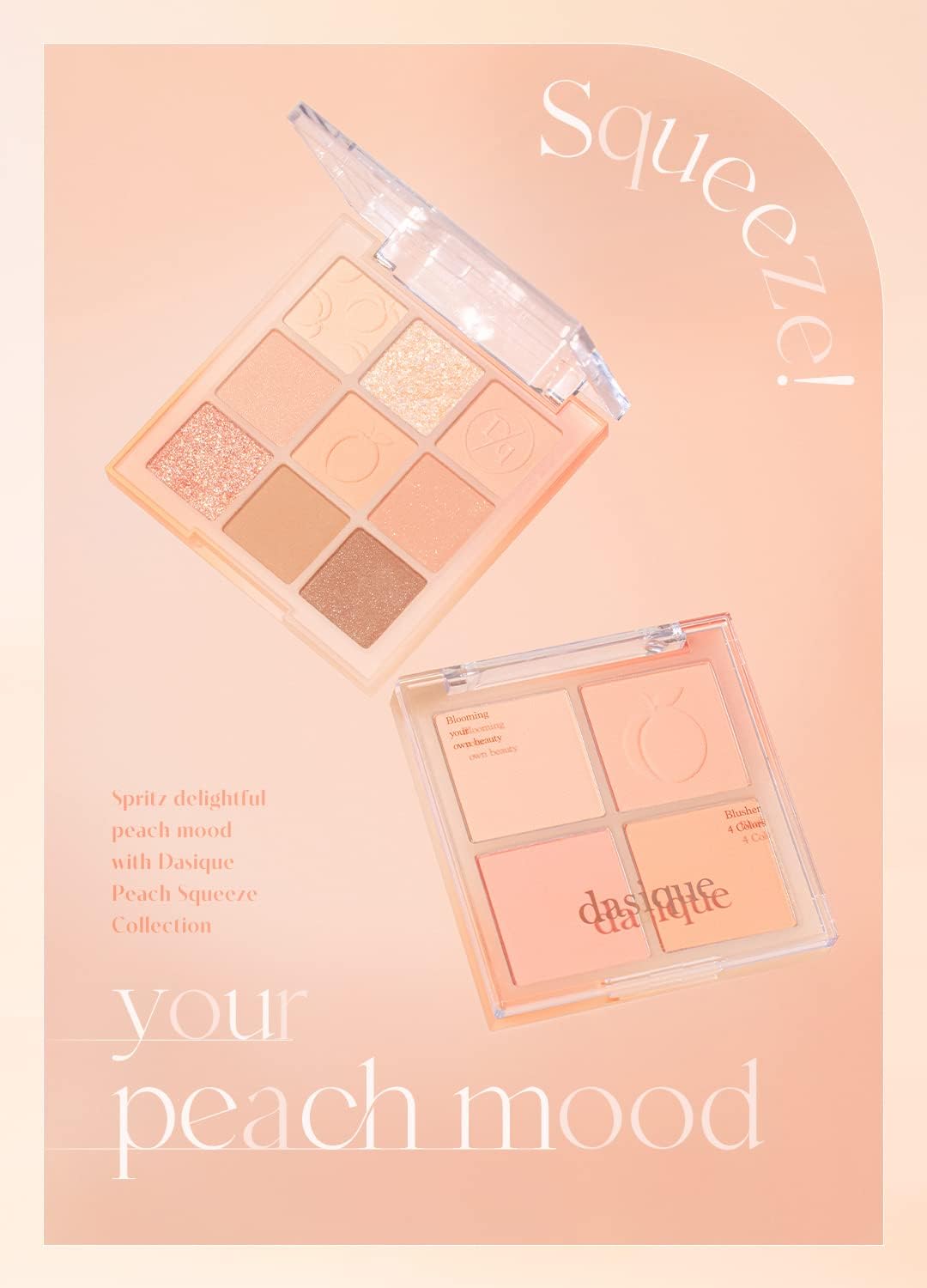 "Official" Daisy Blending Mood Cheek Blending Mood Cheek Blending Mood Cheek / Blusher Palette / 4 Colors Brusher / Yeve/Brevet / Warm Tone & Cool Tone/ Cheek Palette (03 Peach Blending 03 Peach