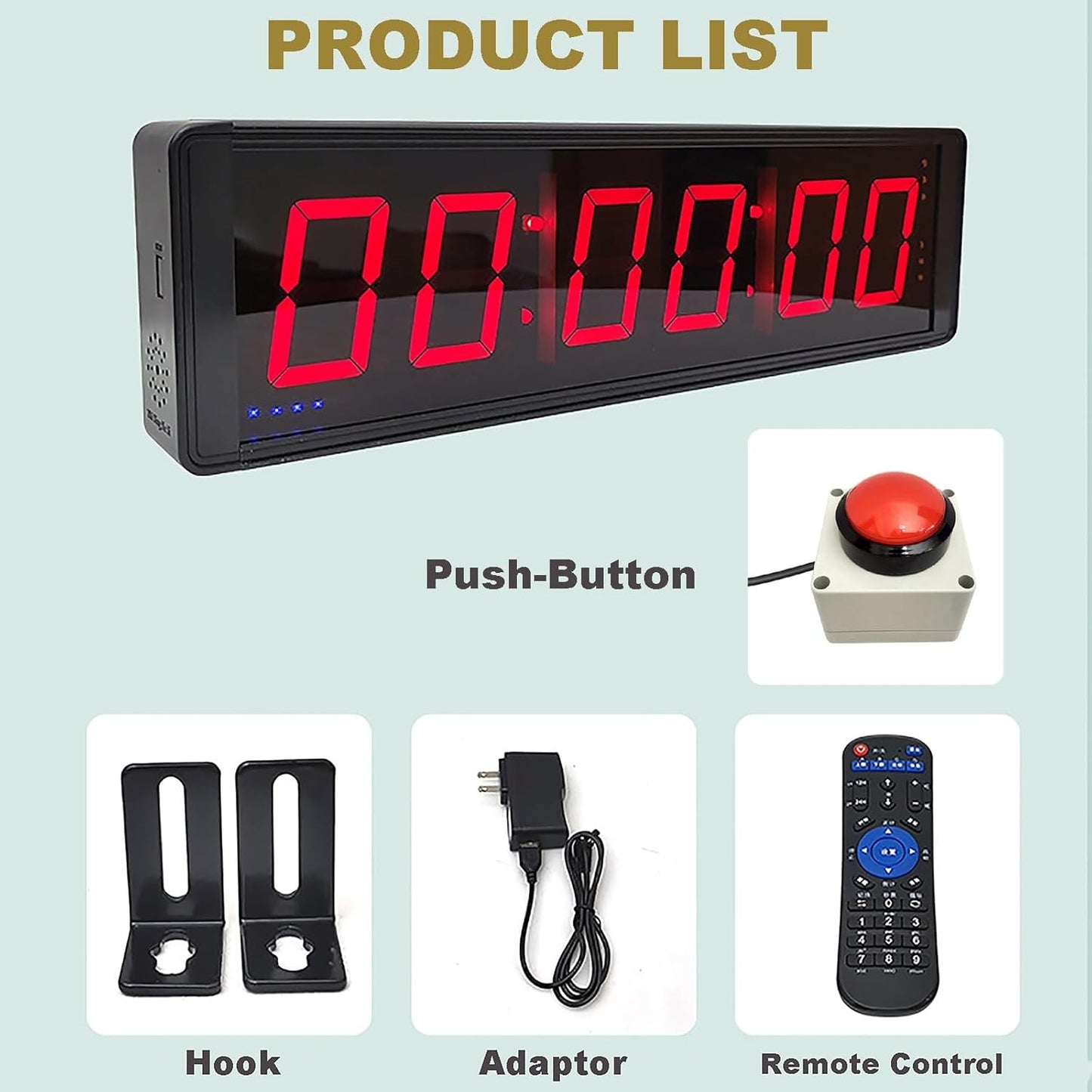 6 Digit Competition Timer with Stopwatch Button, Fitness Training Interval Timer LED Digital Wall Clock, Perfect for Gym, Gaming, Speed Racing (Size : 4inch)