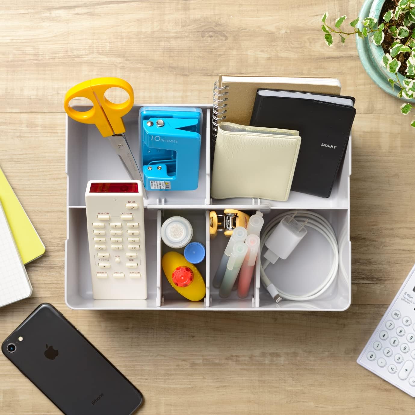 JEJ Astage Storage Box, Desk Tote, Desk Organizer, Stacked, Made in Japan, Clear, Width 10.2 x Depth 7.4 x Height 5.7 inches (26 x 18.8 x 14.5 cm)