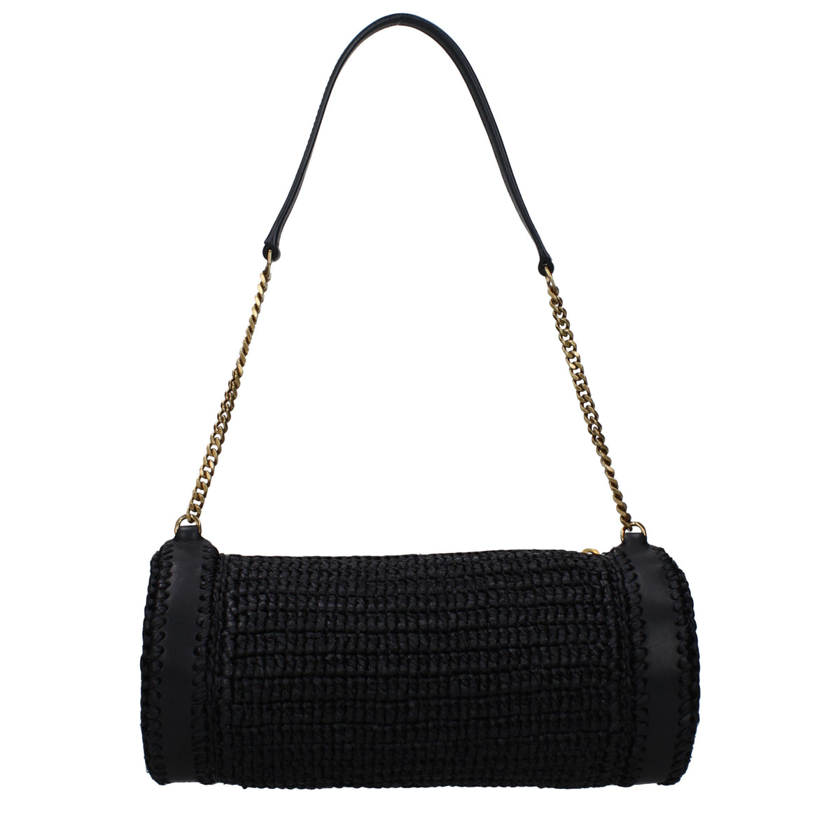 Saint セントローランショルダーバッグシリンダー女性ラフィアブラック - Image 7