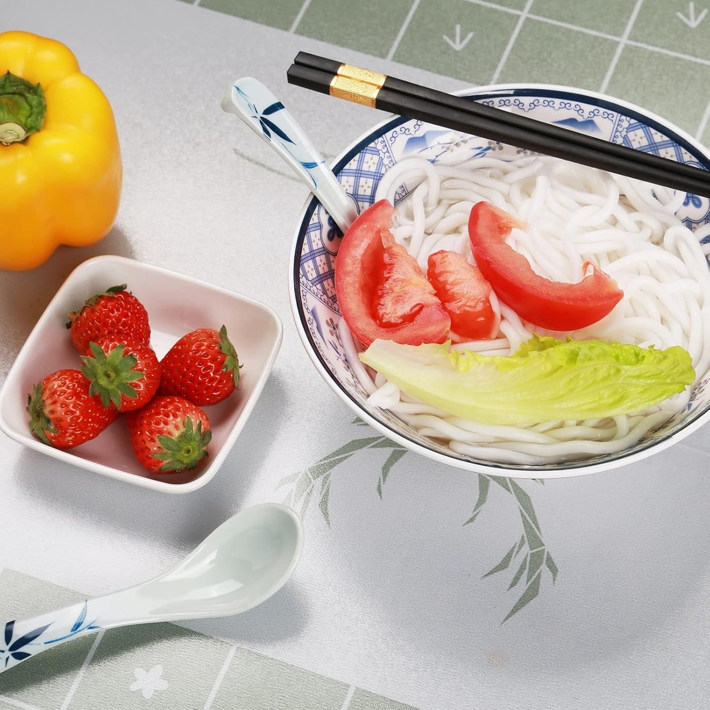 Japanese Ramen Bowl, Instant Ramen Bowl, For Udon, Buckwheat & Noodles, Breakfast, Melamine Material, Soup Bowl, Melamine Ramen Bowl, Plastic Ramen Bowl, Soup Bowl (Color: A-3 sets/White, Size: 9in)