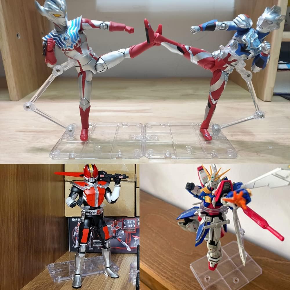 Samcos Plastic Model Figure, Stand, Set of 2, Display, Doll, Pedestal, 1/144 Scale, Movable, Angle Adjustable, for Models, Dolls, Stands, Decoration, Figures (Clear)