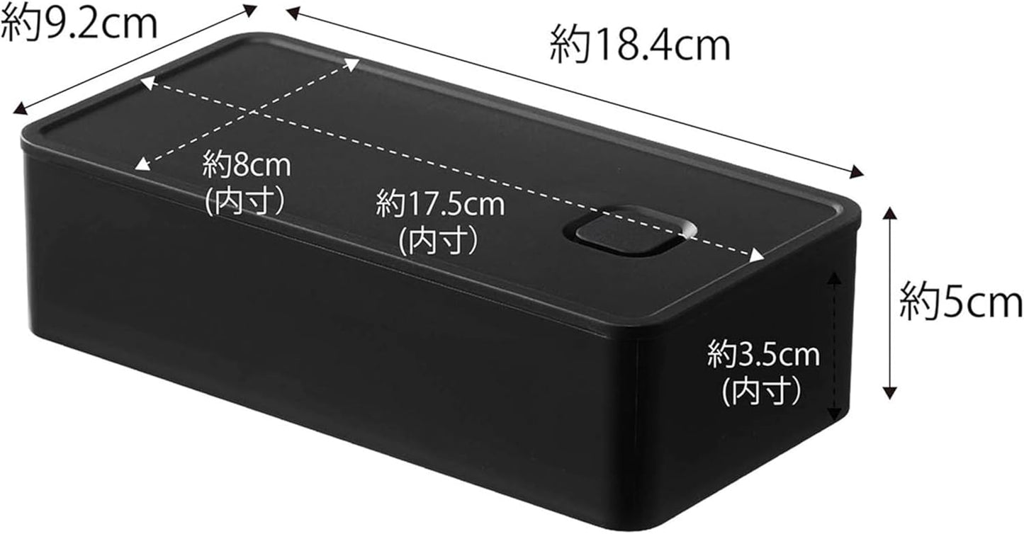 Yamazaki 5472 Airtight Lunch Box with Valve Included, Wide, Black, Approx. 7.2 x 3.6 x 2.0 inches (18.4 x 9.2 x 5 cm), Tower Lunch Box, 16.9 fl oz (500 ml), Dishwasher and Microwave Safe