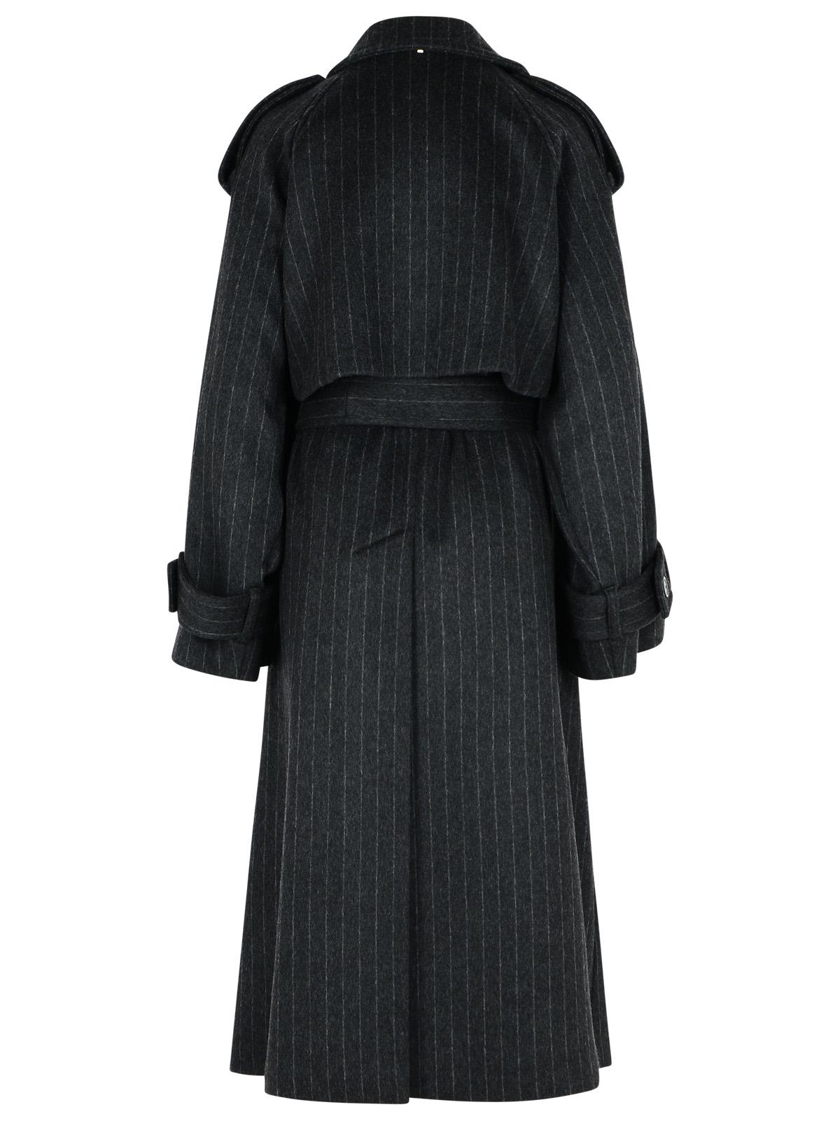 Sportmax 純粋な無煙炭ウールのSportMax 'Arold' Pinstripe Trench Coat - Image 7