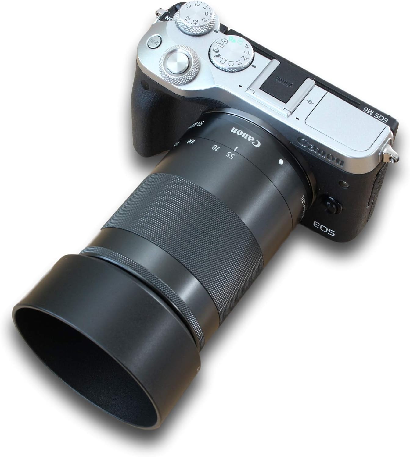 F-Foto Canon Mirrorless SLR EOS Kiss M200 / M100 / M10 / M6 Double Zoom Kit EW-53 & ET-54B Compatible Lens Hood and 49mm 52mm Protective Filter Set (Fits EF-M 15-45mm Lens and EF-M 55-200mm Lens)