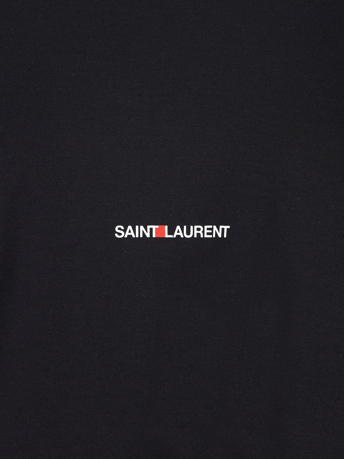 Saint サンローラン メンズs オーガニックコットン ブラック T シャツ - Image 7