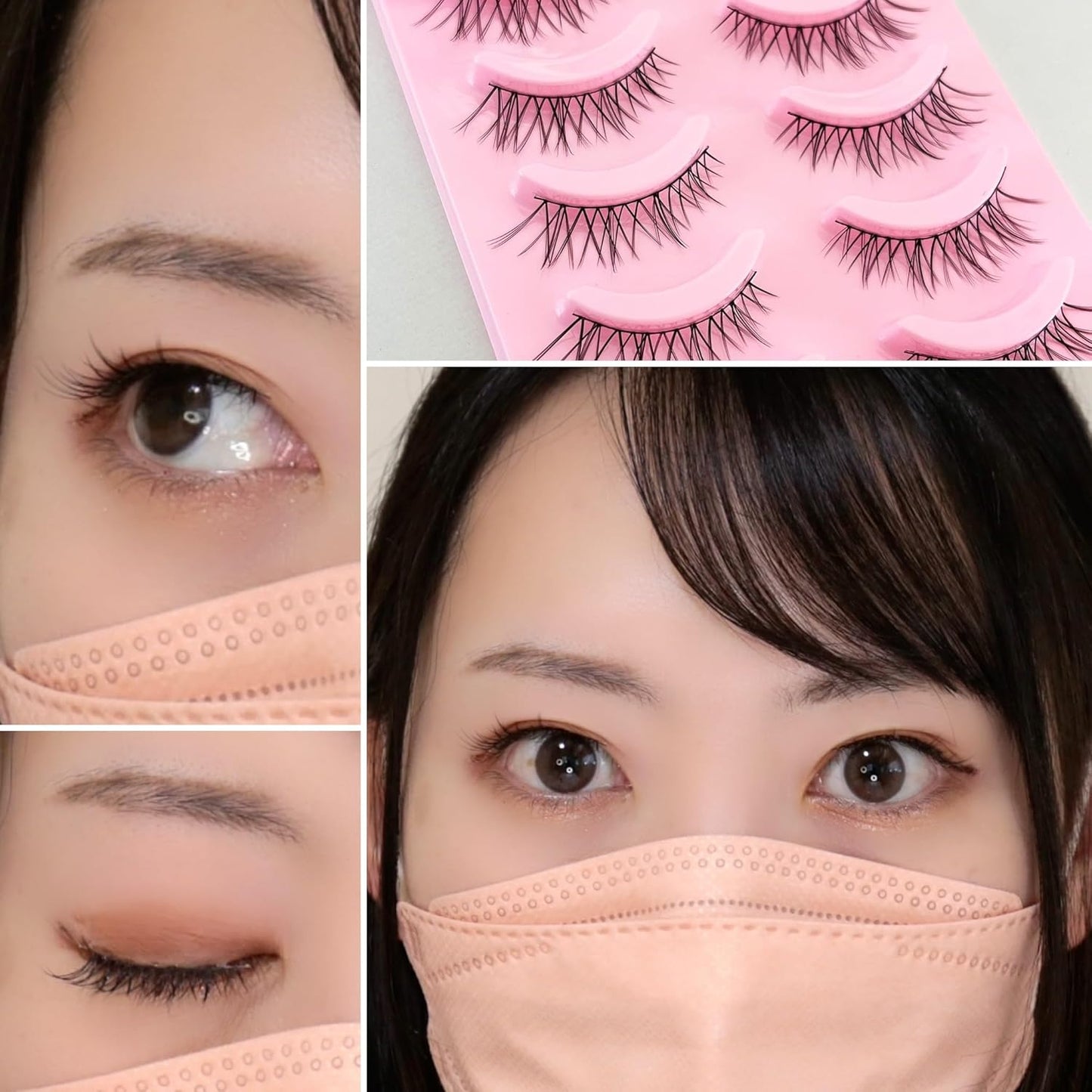 Kagonekodo False Eyelashes (Black Axis NS-08, Black, 5 pairs, Natural Wing, 0.1 - 0.4 inches (4 - 10 mm) NS-08