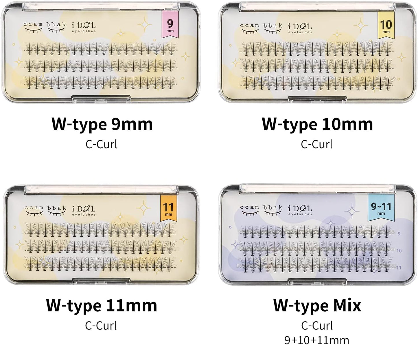 CCAMBBAK Idol False Eyelashes Partial Eyelash Eyelash Extensions Semi-Permanent Eyelash Type Matsueku Self False Eyelashes Natural, Popular, DIY, 0.3 - 0.4 inches (9 - 11 mm) (W Type 0.4 inches (10