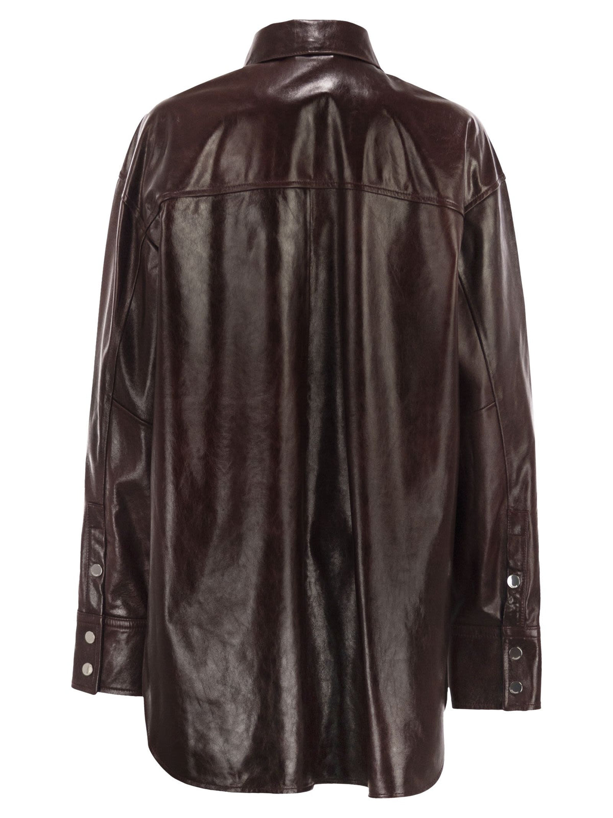 Sportmax SportMaxは、特大のナッパ革のシャツを持っています - Image 7