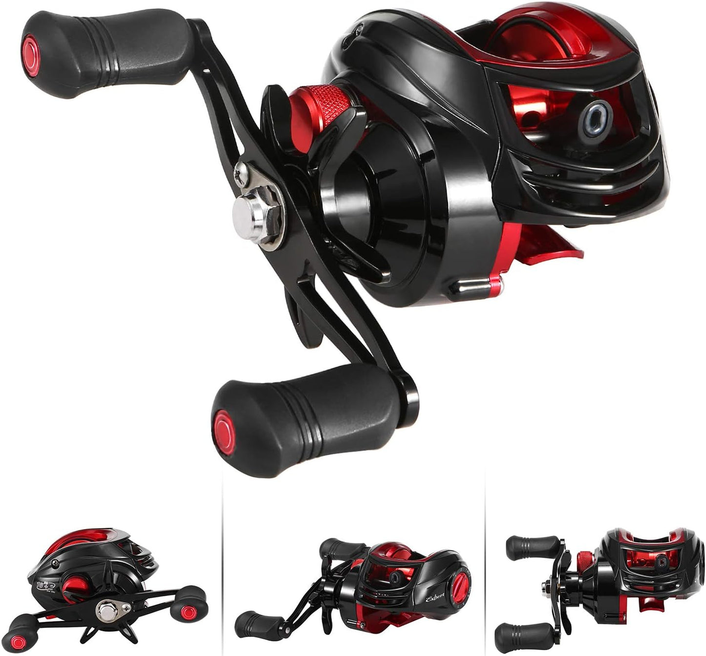 Baitcasting Reel 18+1BB Ball Bearing Baitcasting Fishing Reel High Speed 7.2:1 Gear Ratio Magnetic Brake System Bait Reel Red & Black Left/Right Angler