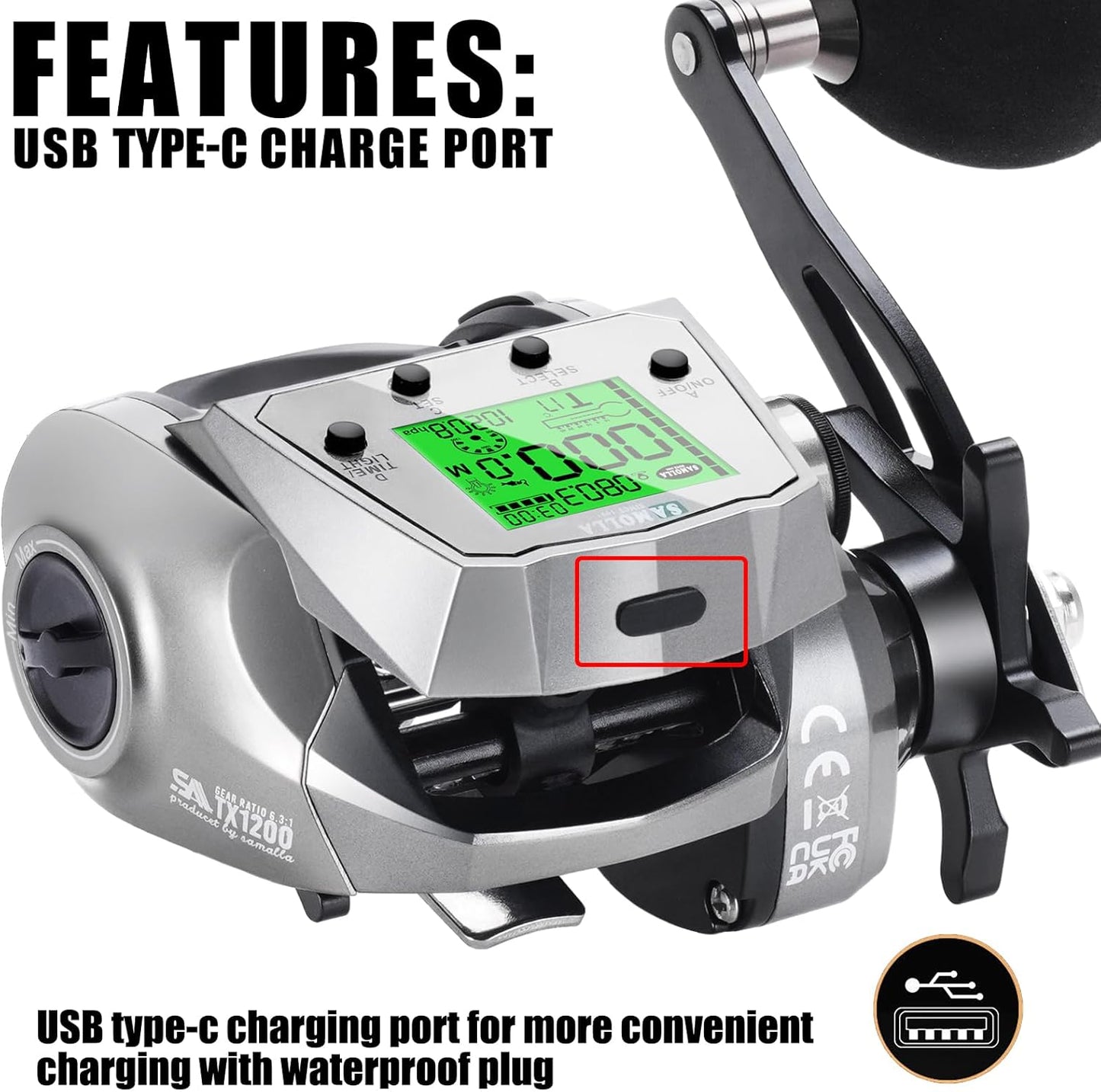 (2025 Model Limited) Bait LED with Counter, Waterproof, Professional Rechargeable Model and Regular Model, Line Counter 7.2 Gear Ratio, Replaceable Battery, Super Large Drag Force, 22.0 lbs (10