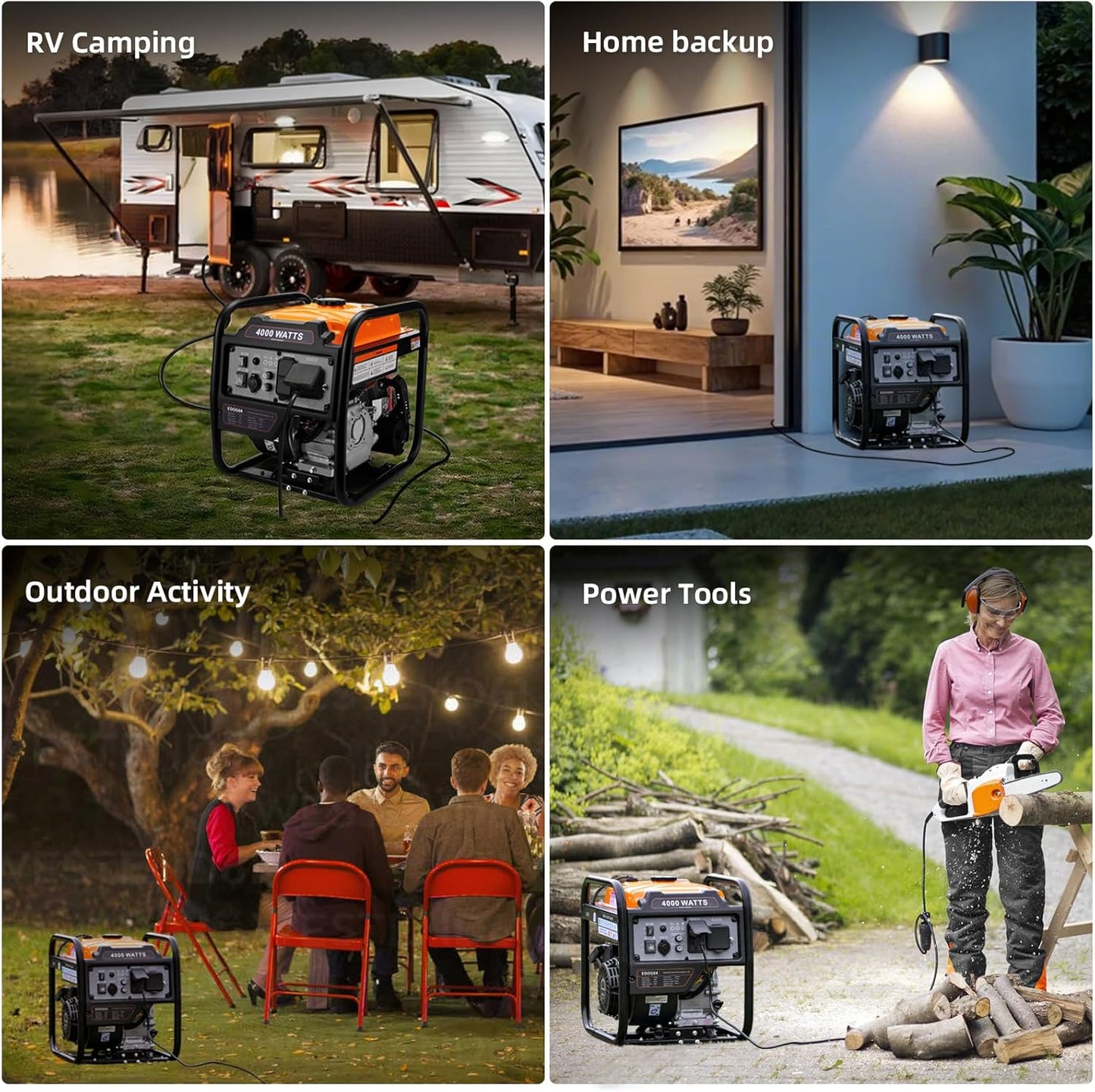 Power Equipment 4000 Watt Inverter Generator Gas Powered Portable Open Frame Generator Low Noise ECO Mode and Inverter Technology RV Compatible Emergency Home Backup