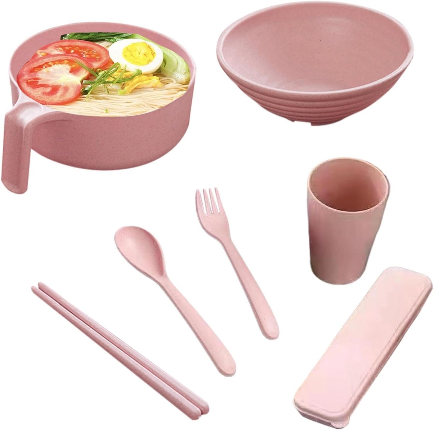 即席麺丼セット、ラーメン丼セット,ラーメン丼セットヌードルインスタントクッカーボウルセット - ラーメン、フォー、うどん、そば、麺用の箸スプーン付きラーメン麺電子レンジボウルセット