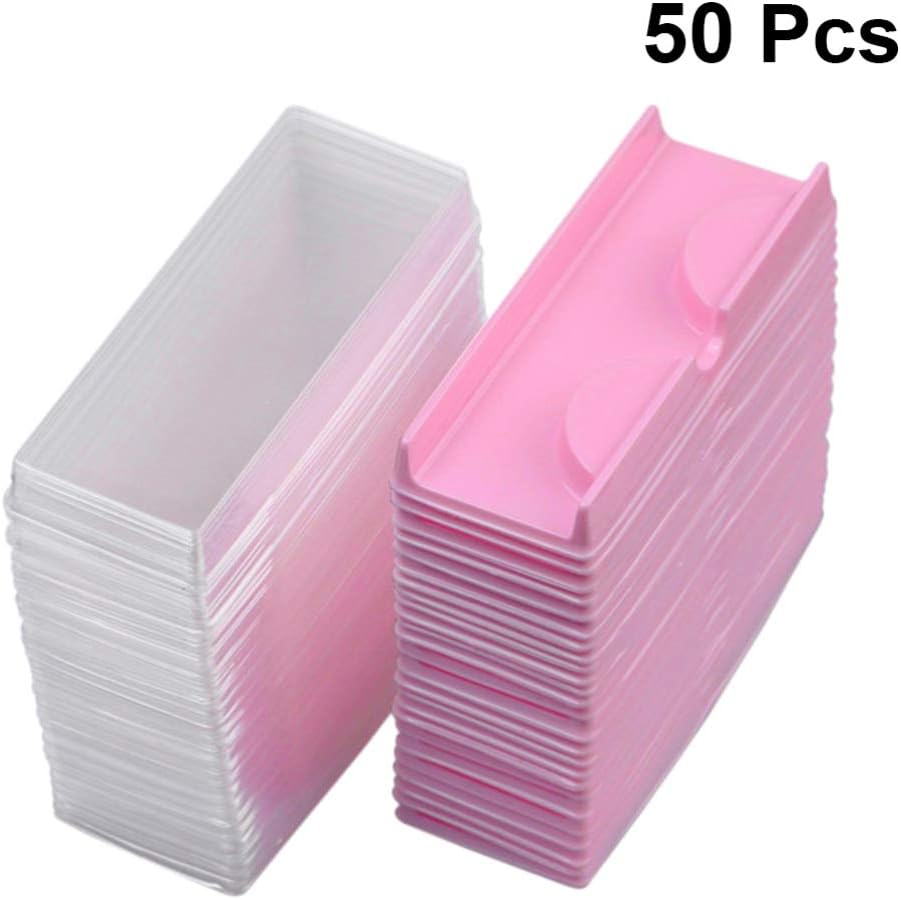 Frcolor False Eyelash Case, False Eyelash Storage Case, False Eyelash Storage Box, Cute, Travel, Portable, 50-Piece Set, Pink