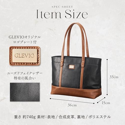 GLEVIO Men's A4 Business Bag, Tote Bag, Made by Leading Bagsmen, Black