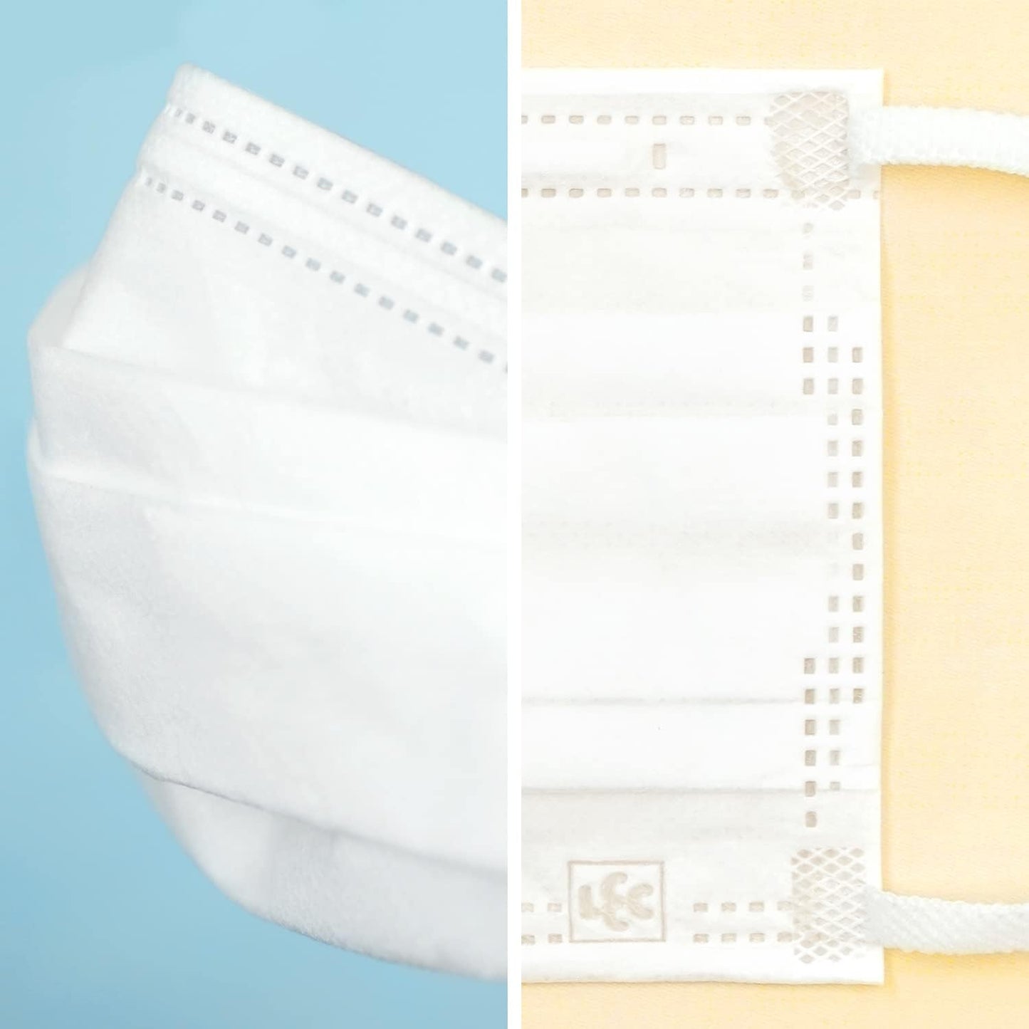 LEC (LEC) Made in Japan Non-woven Fabric Mask, Refreshing Fit, Wide Rubber/JIS Standards Compliant/National Mask Industry Association/VFE BFE PFE 99% Guard/Guard Embossed to Fit Cheeks/White, Small