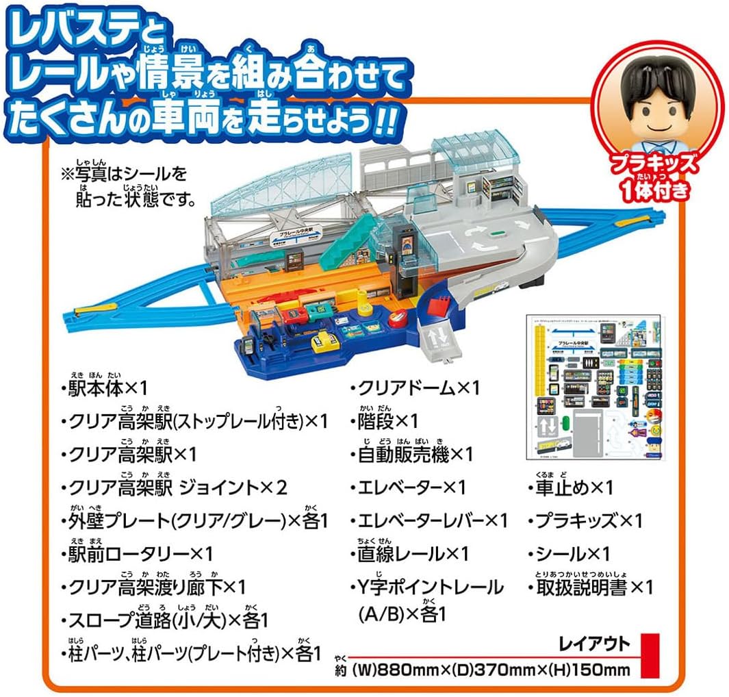 Takara Tomy Plarail Lever Action & Sound! Big Station Train Toy Vehicle Set for Ages 3 and Up