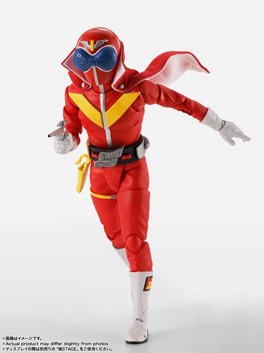 TAMASHII NATIONS S.H. Figuarts (True Bone Carving Process), Secret Sentai Goranger, Akaranger, Super Sentai 50th Anniversary Version, Approx. 5.7 inches (145 mm), PVC & ABS & Fabric, Painted Action