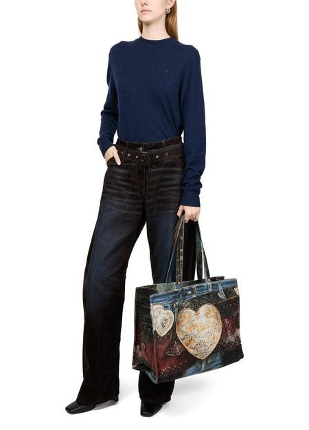 ACNE Trompe-l'oeil print denim effect tote bag - Image 8