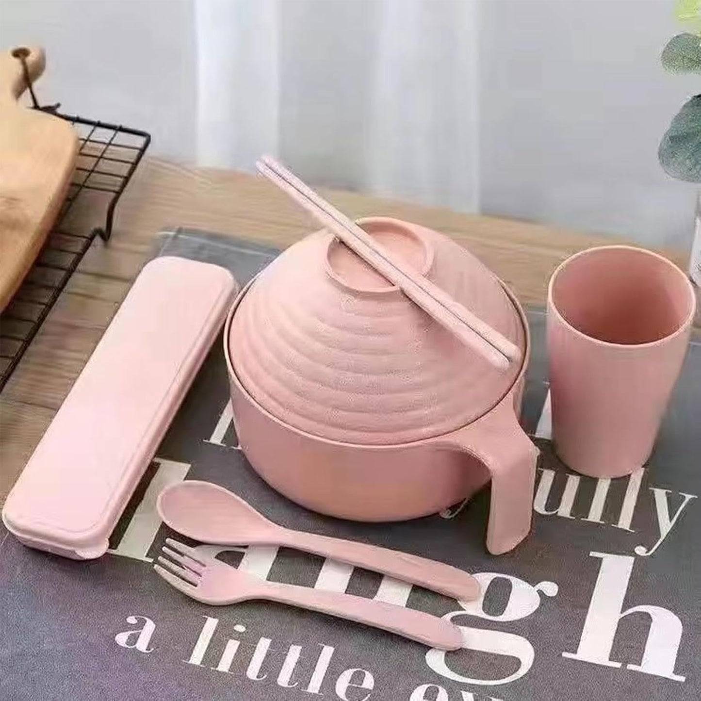 ラーメンクッカーボウルセット、インスタントラーメンボウルセット | インスタントラーメン丼セットラーメン丼セット - ラーメン、フォー、うどん、そば、アジア料理用のハンドルと蓋付きヌードルボウル