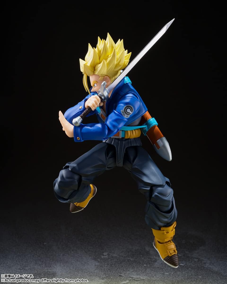 BANDAI SPIRITS S.H. Figuarts Dragon Ball Z Super Saiyan Trunks - Boy From The Future, Approx. 5.5 inches (140 mm), PVC & ABS Pre-painted Action Figure