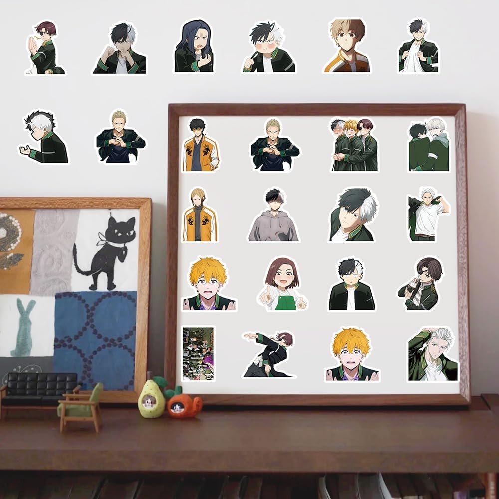 100 pieces Haruka Sakura, Sugishita, Kyotaro Sugishita, Akihiko Elui, Wind Chime High School, Windproof Bell, Windproof Boy Seal Collection Sticker Set, Anime, Manga, Cute, Diary Sticker, Children's