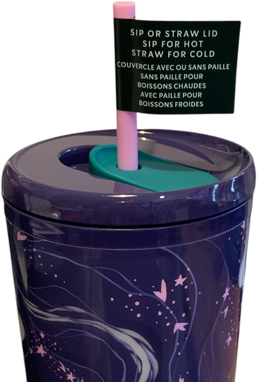 Starbucks Siren Mermaid Pearlescent Purple Venti - Vaso de doble pared con tapa para popote o sorbo 24 onzas