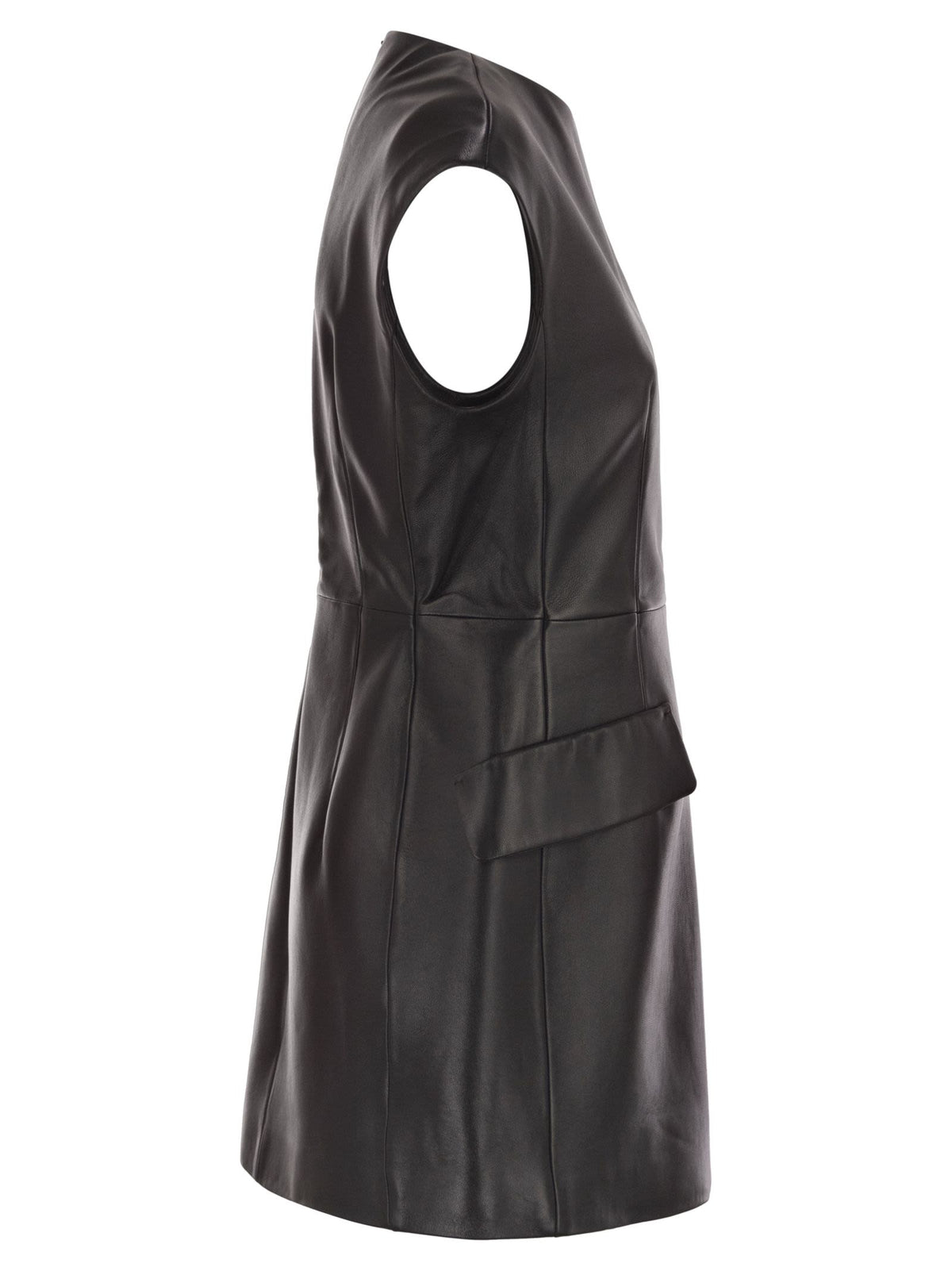 Sportmax SportMax Tefrite02ノースリーブナッパレザードレス - Image 8
