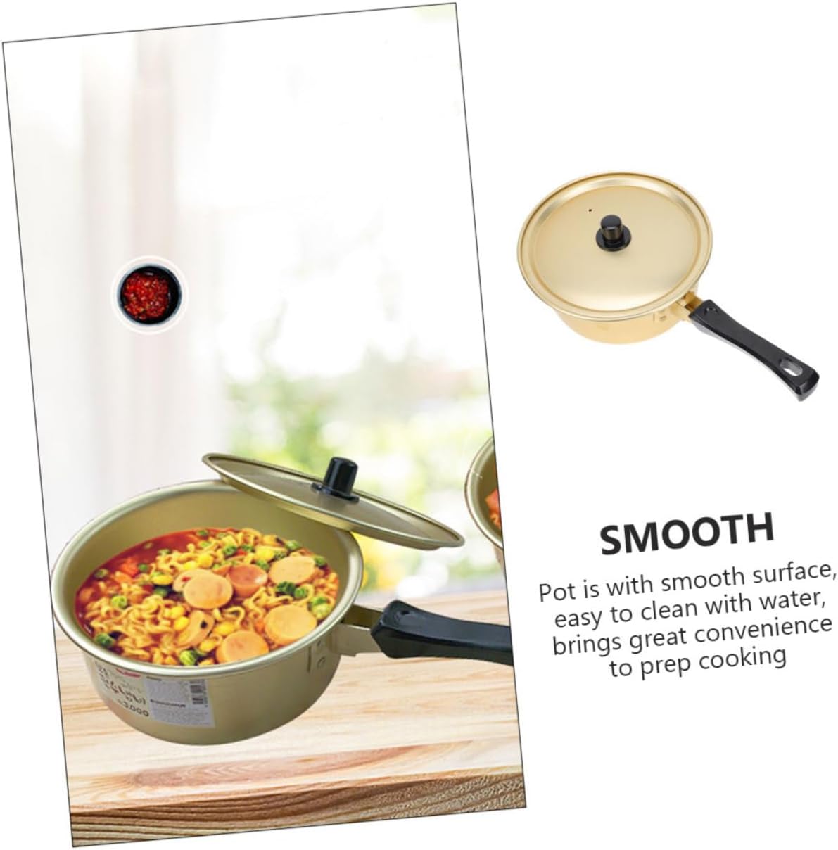 MERRYHAPY Ramen Pot Soup Bowl Stock Pot with Lid Salad Bowl Korean Stock Pot Udon Bowl Pour Saucepan Instant Ramen Pot Stew Pan Korean Cookware Japanese Rice Bowl Lid