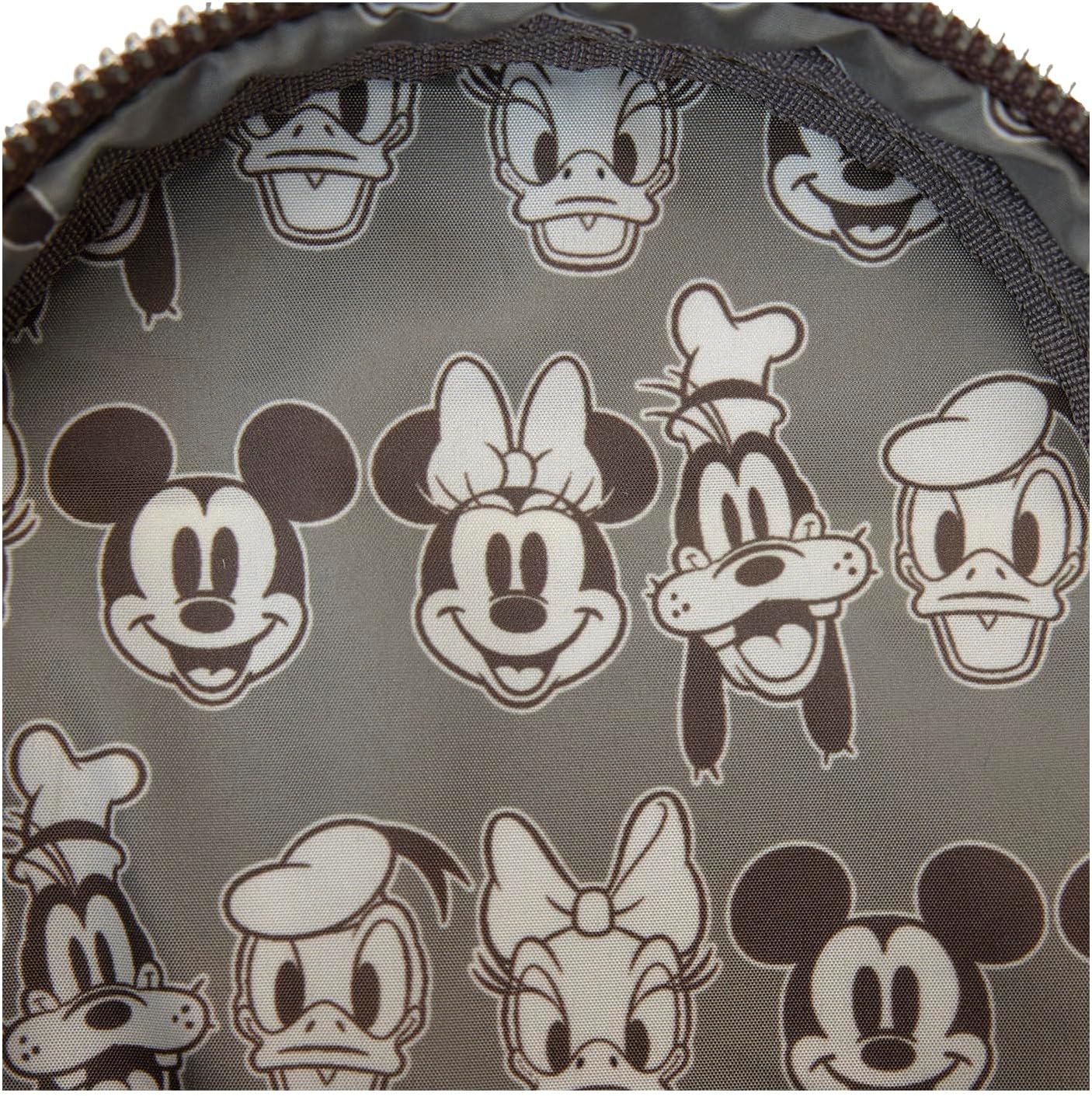 Loungefly Disney Mickey y sus amigos - Bolso bandolera de cuero sintético y lona con botella de agua