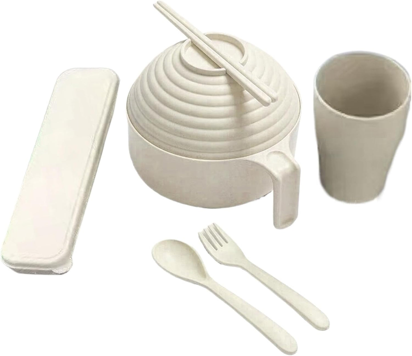 ラーメン丼セット、ラーメン鍋セット, ラーメン丼セット電子レンジインスタントラーメンラーメンボウル, ラーメン、フォー、うどん、そば、スープ麺、アジア料理用のハンドルと蓋付きのポータブルラーメンボウル