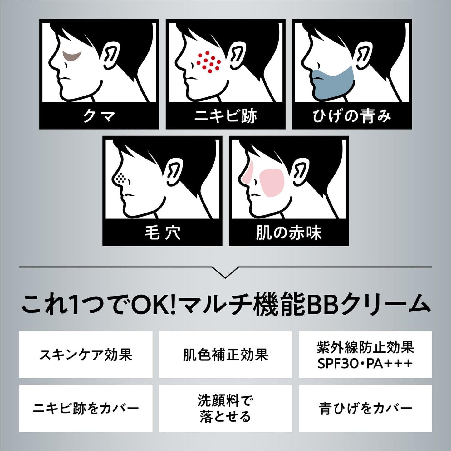 uno Face Color Creator (Cover) Men's BB Cream SPF 30 PA++++ 30g + Special Men's Makeup BB Cream Pores Acne Trace Stains Sweat Cleansing