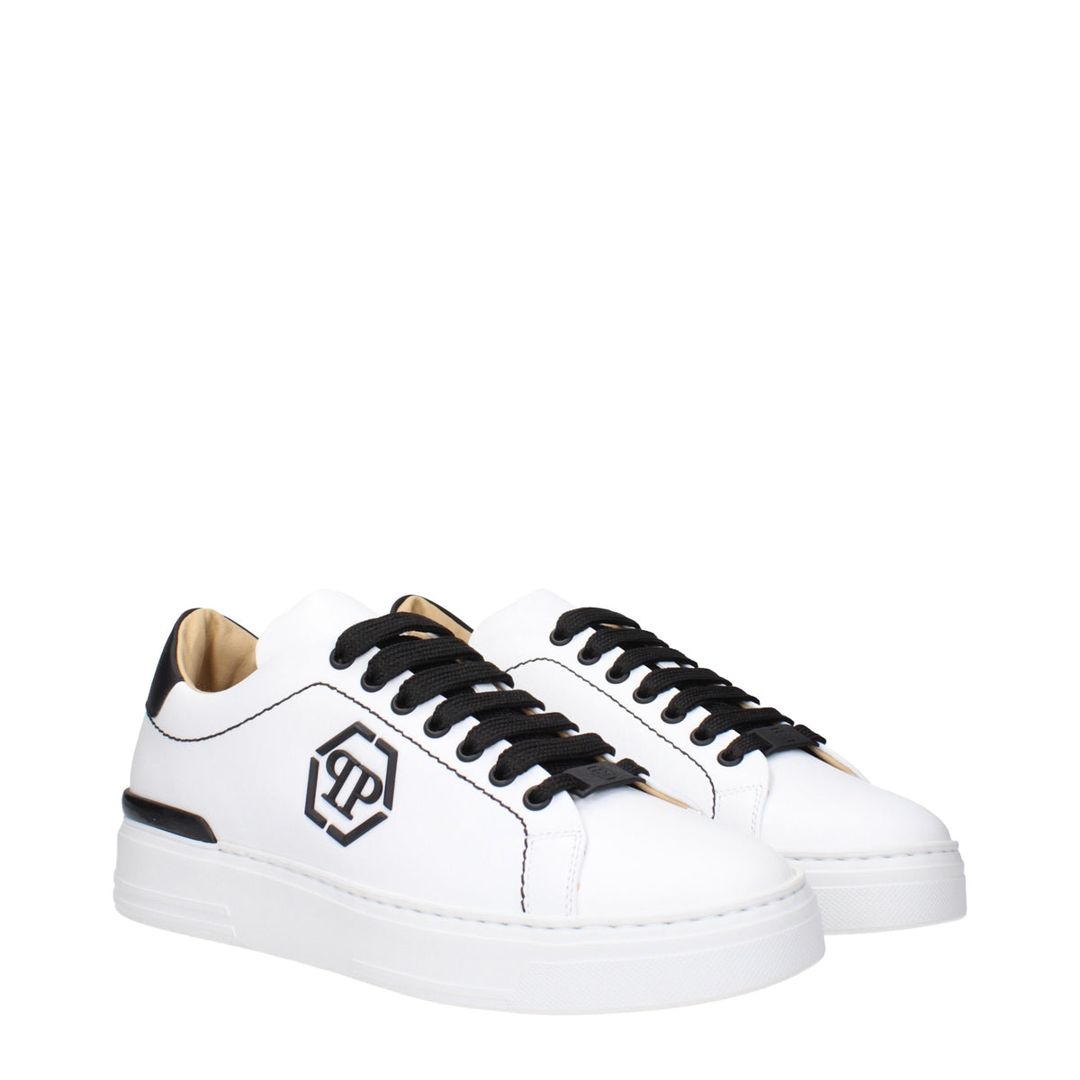 Philipp Philipp Plein Sneakers Hexagon Mens Leather White/Black - Image 8