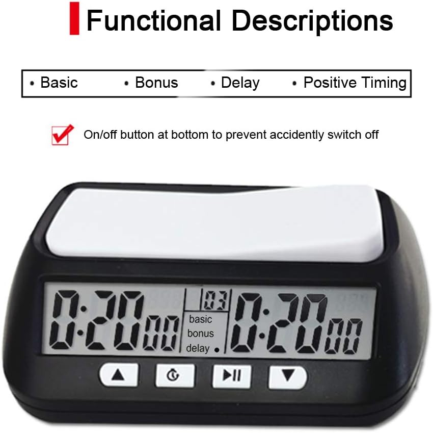 Lixada Digital Timer, Shogi / Go Competition Chess Clock, Digital Timer Game Timer Game, Multipurpose, Portable Professional