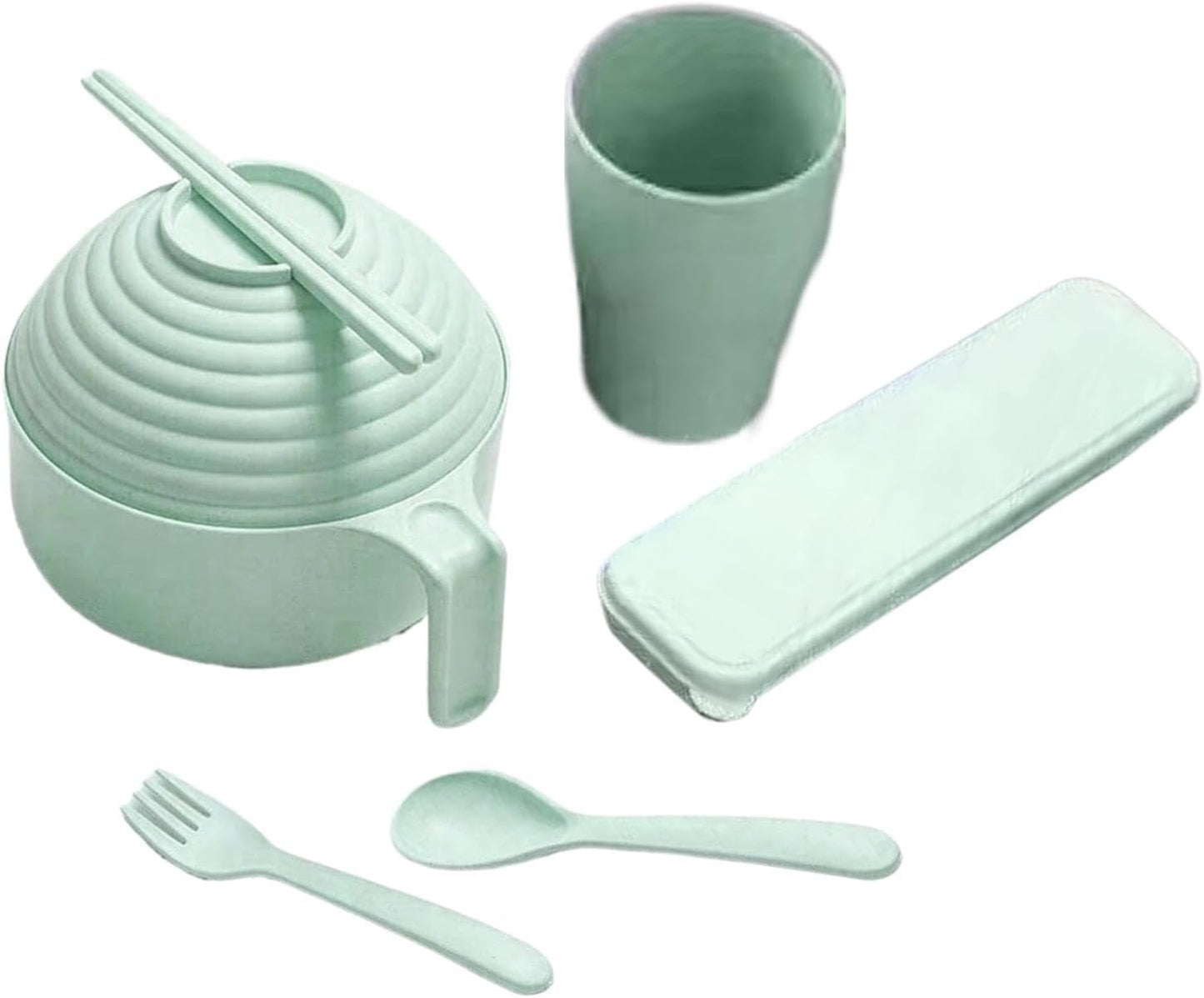 Jiimhte 即席麺丼セット、ラーメン丼セット | インスタントラーメン丼セットラーメン丼セット | ラーメン、フォー、うどん、そば、スープ麺、アジア料理用のハンドルと蓋付きのポータブルラーメンボウル