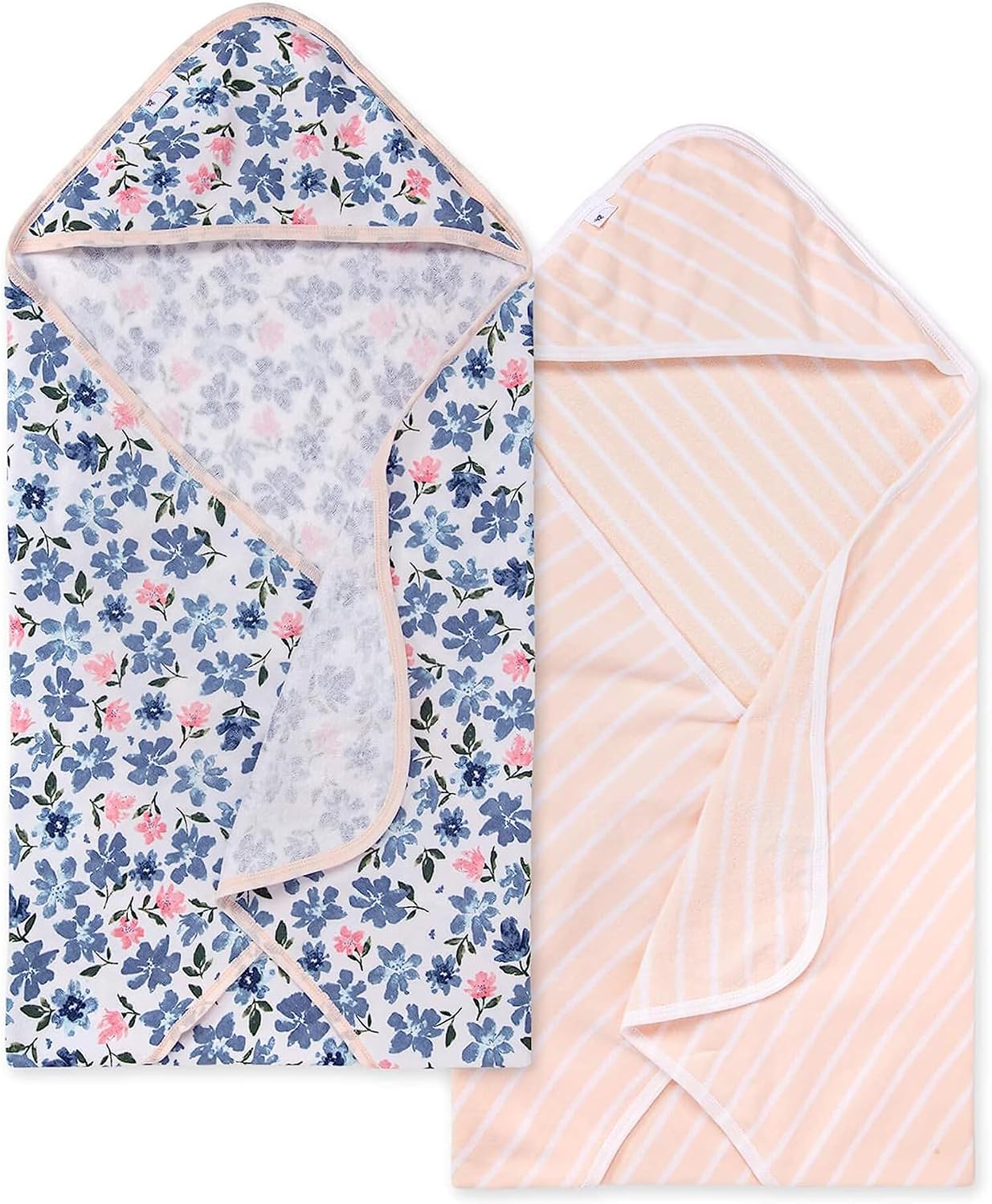 Toalla orgánica con capucha de una sola capa para bebé de Burt's Bees Baby, Paquete de 2, Pequeños patos | Toalla con capucha de algodón 100% orgánico de rizo suave y absorbente que es duradera y suave, mide 29 x 29 pulgadas