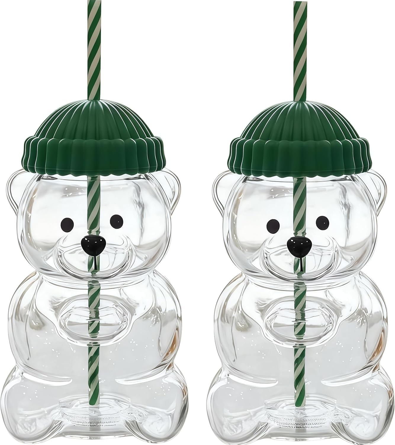 Taza de Oso Colonova Bear Cup 2025 Nueva Oso con Pajita, Linda Taza de Oso de Vidrio con Pajita, Taza de Vaso de Vidrio Reutilizable de 20oz con Tapa para Café Helado, Té con Leche y Cócteles, Apta