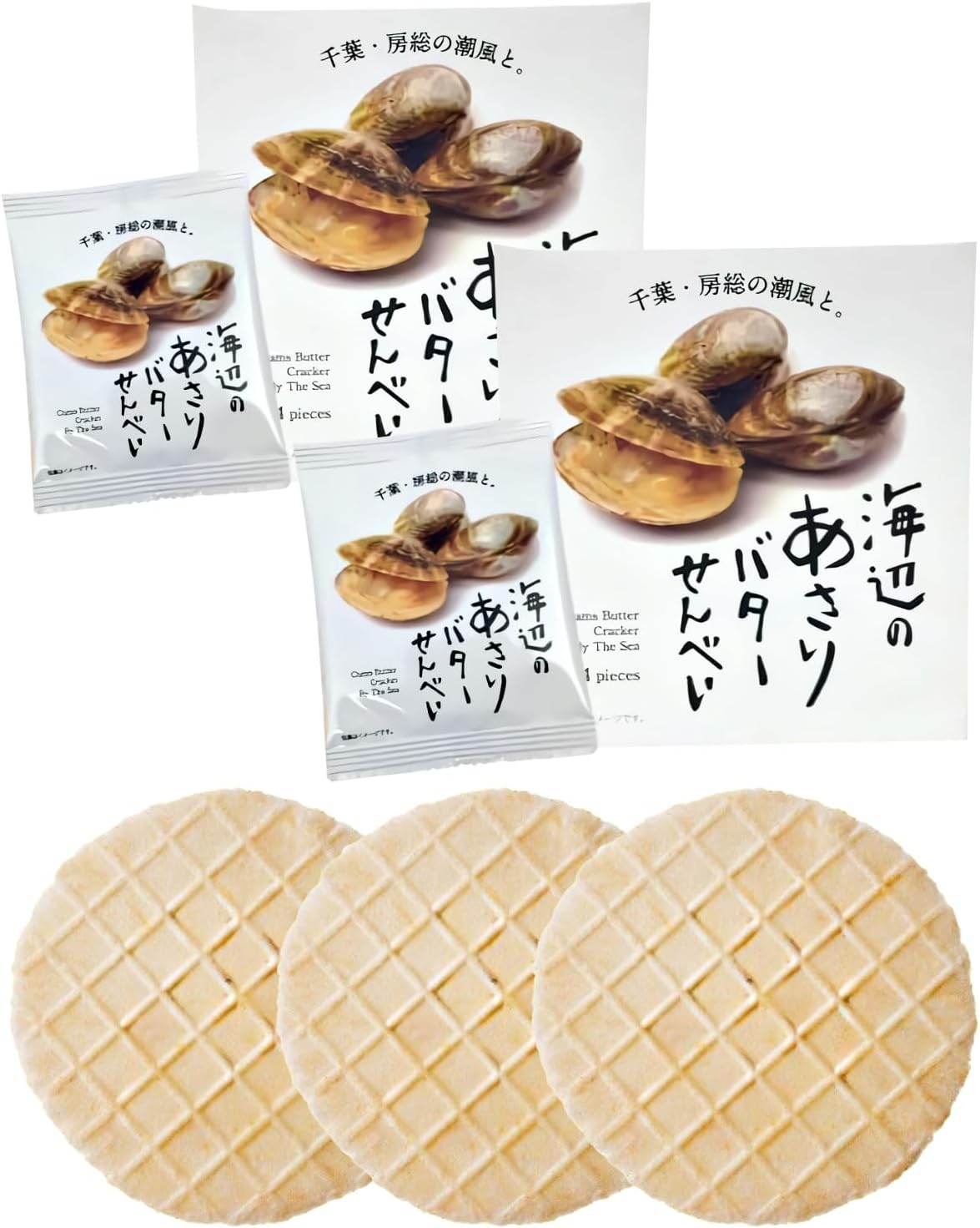 Seaside Osahi Butter Senbe, Chiba Souvenir, 1 Box, 16 Pieces, Made in Japan, Kneaded in Dough