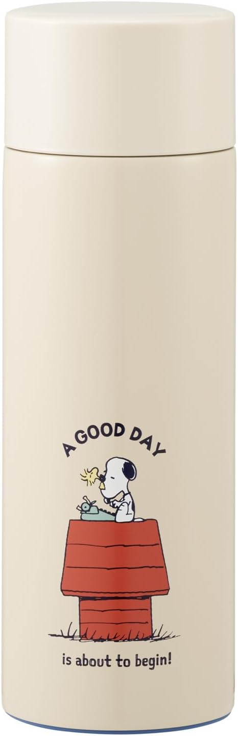 Skater Carabiner Handle Stainless Steel Bottle Thermal Insulated Vacuum Double Wall Construction Snoopy Badge STBC6-A 600ml