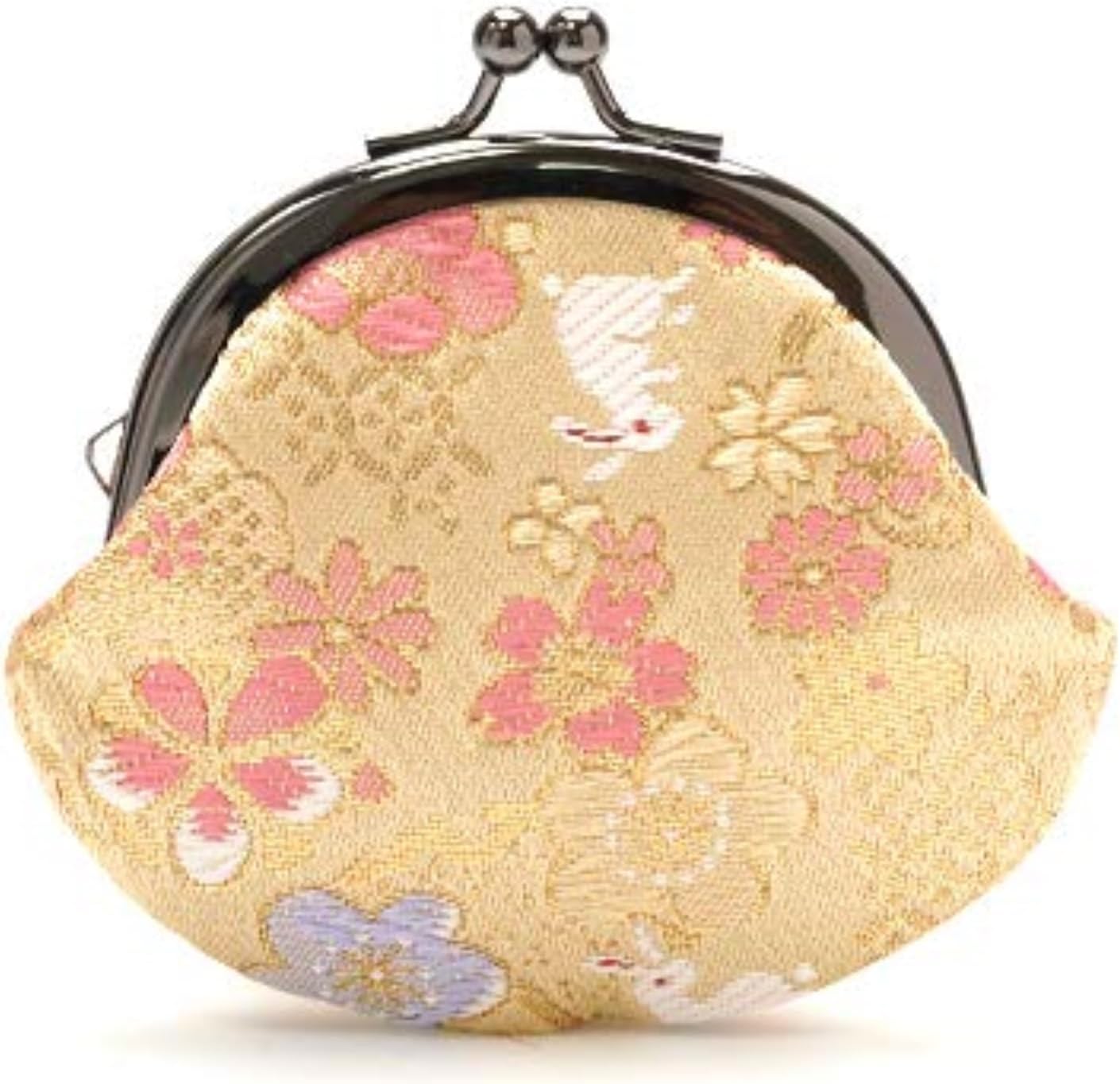 Kyoto Geibido Nishijin Weave 2.6-Inch Coin Purse Pouch, Handcrafted by Artisans, Japanese Pattern, Made in Japan, black 2