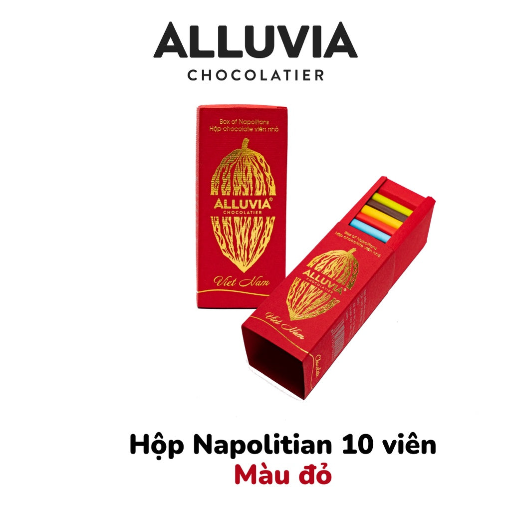 Napolitian box of 10 pieces of pure dark chocolate and milk chocolate Alluvia Chocolate | You can choose any flavor