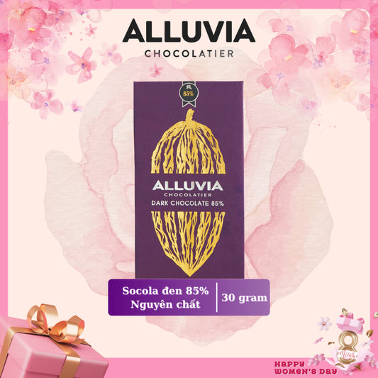 Alluvia pure dark chocolate 85% cocoa with less sugar, Dark Chocolate 85% less sugar
