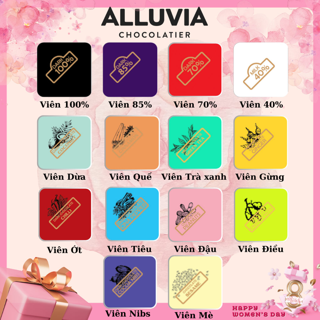 Napolitian box of 10 pieces of pure dark chocolate and milk chocolate Alluvia Chocolate | You can choose any flavor