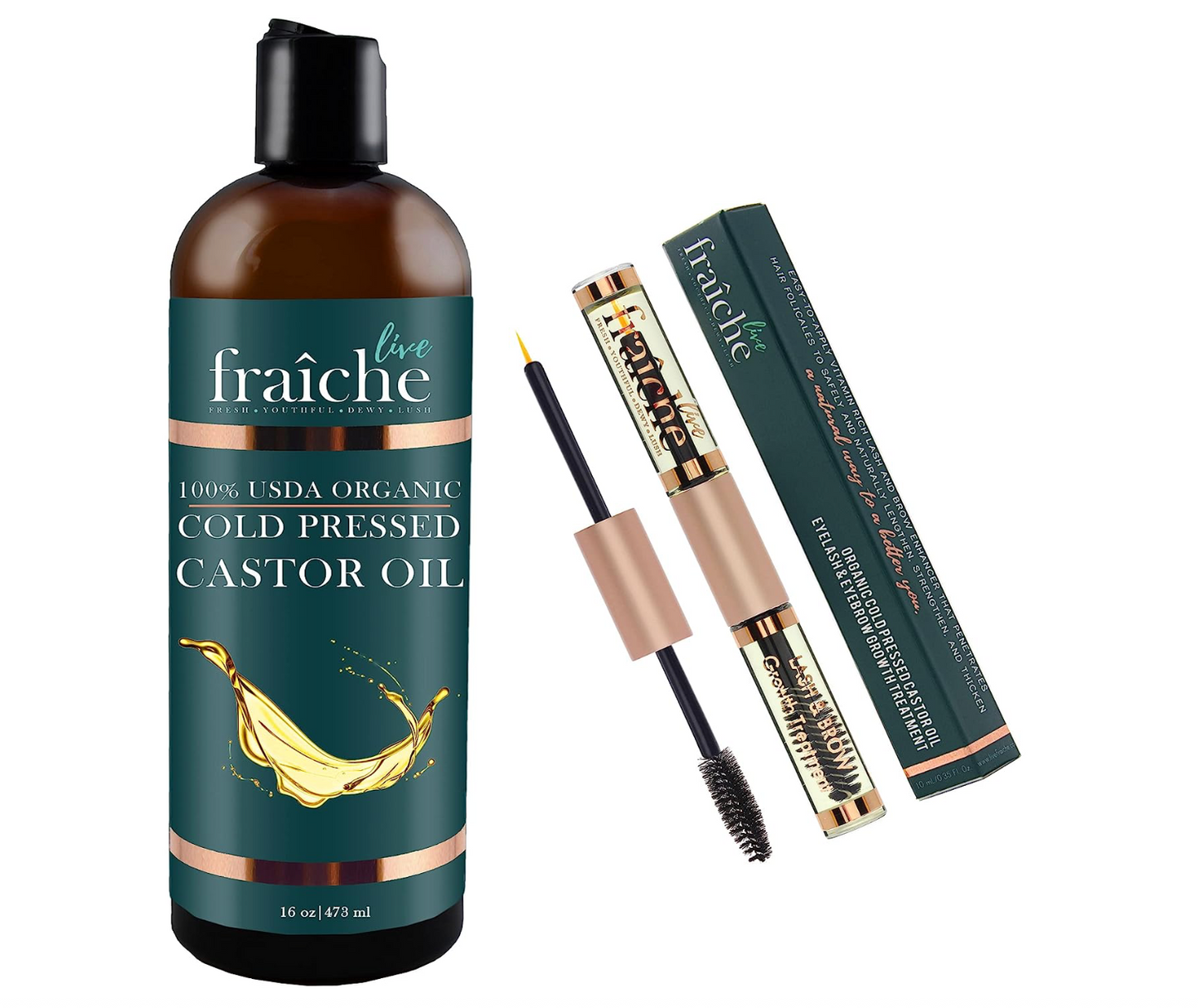 USDA Organic Castor Oil for Eyelashes and Eyebrows - All Natural Cold Pressed Castor Oil Eyelash Growth Serum with Mascara Tube - Caster Oil Eyebrow Growth Serum Eyelash Conditioner Lash Boost Serum