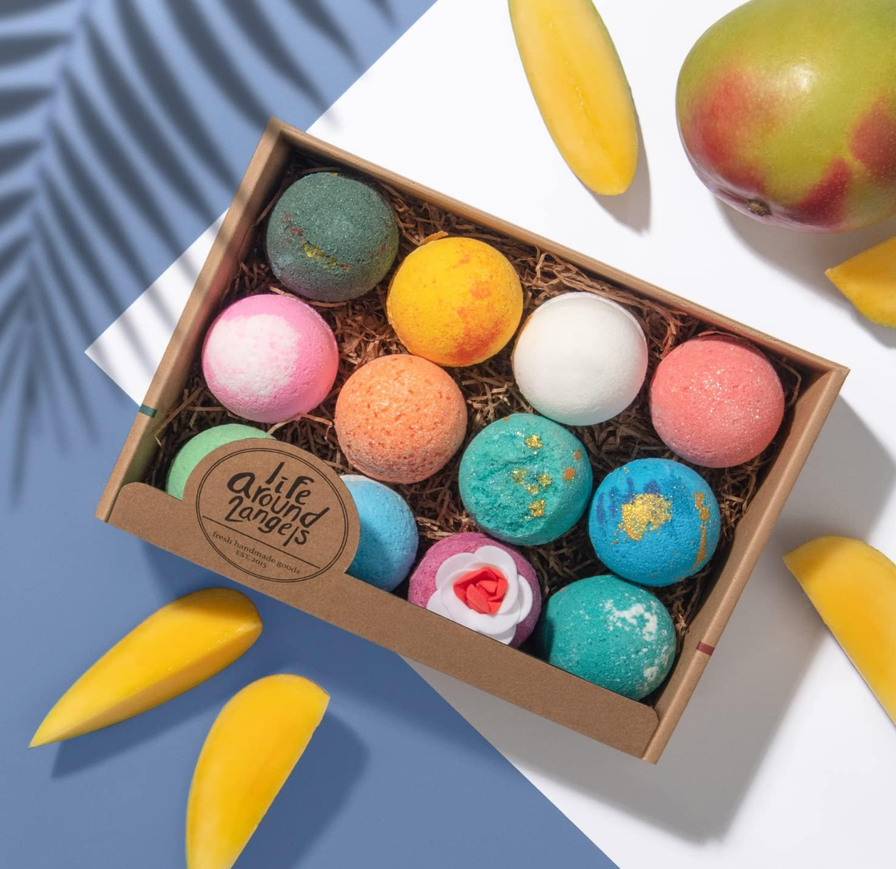 LifeAround2Angels Bath Bombs Gift Set 12 USA made Fizzies, Shea & Coco Butter Dry Skin Moisturize, Perfect for Bubble & Spa Bath. Handmade Birthday Mothers day Gifts idea For Her/Him, wife, girlfriend