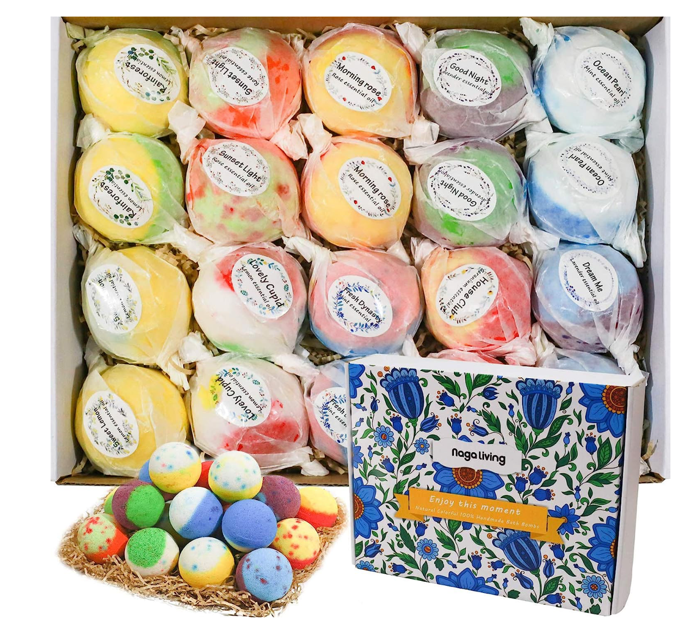 Nagaliving Bath Bombs Gift Set, 10 Organic Bubble Bath Bombs, Bath Gift for Valentine’s Day, Christmas